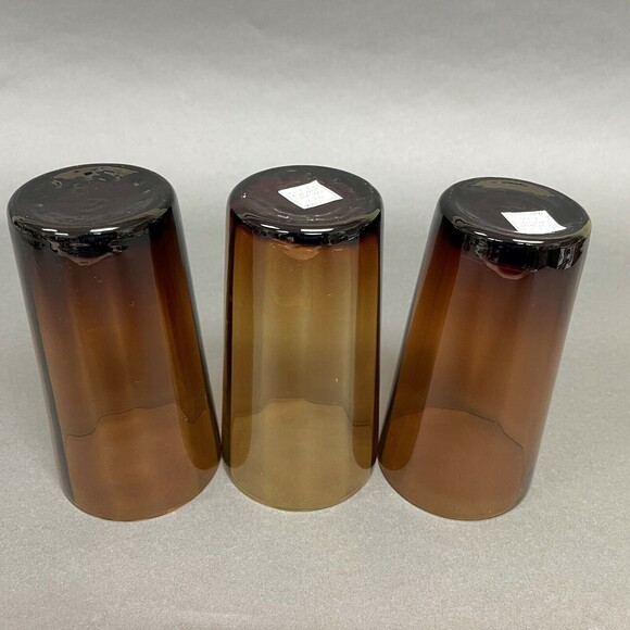 Fifth Avenue Crystal Amber Brown Glass Tumblers Glasses 6 1/8" High Lot of 3 - Picture 4 of 5